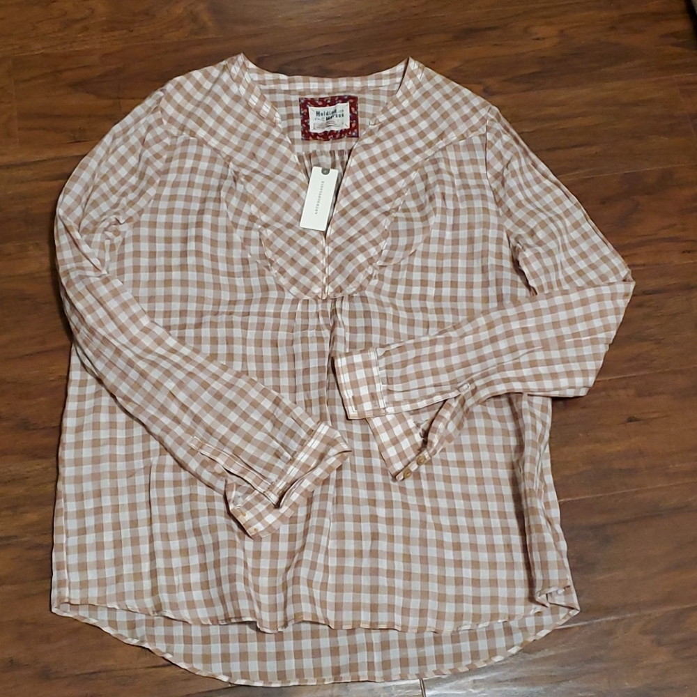 Anthropologie Holding horses Devon Popover ivory top shirt long sleeves size 6 - Picture 2 of 7